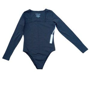 Everlane black square neck long sleeve bodysuit XL